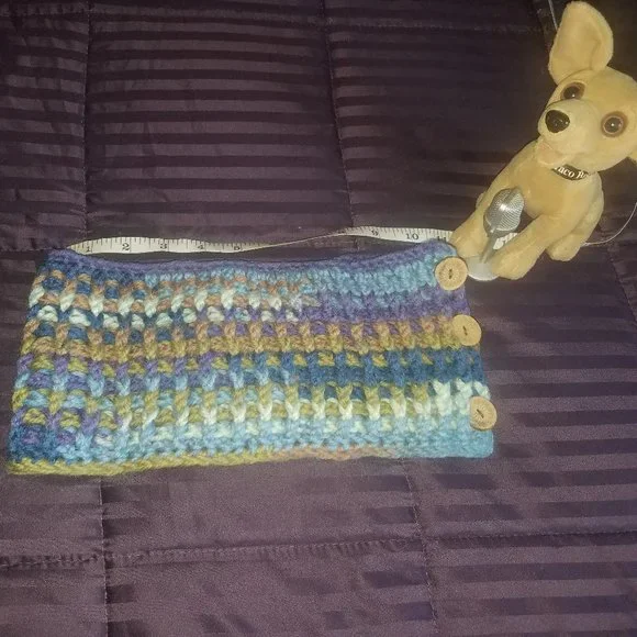 Handcrafted Multicolor 3 Button Cowl Neckwarmer - Mediumweight - Picture 4 of 8